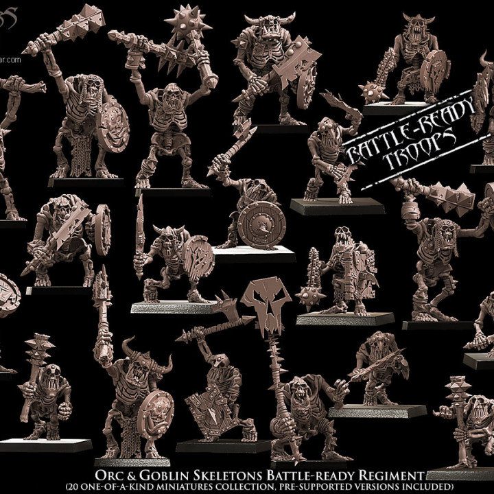 Orc & Goblin Skeletons Battle-Ready regiment (20 Skeletons) image