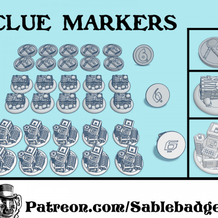 Objective Markers - Clue Tokens for Urban, Sci Fi and Fantasy games. image