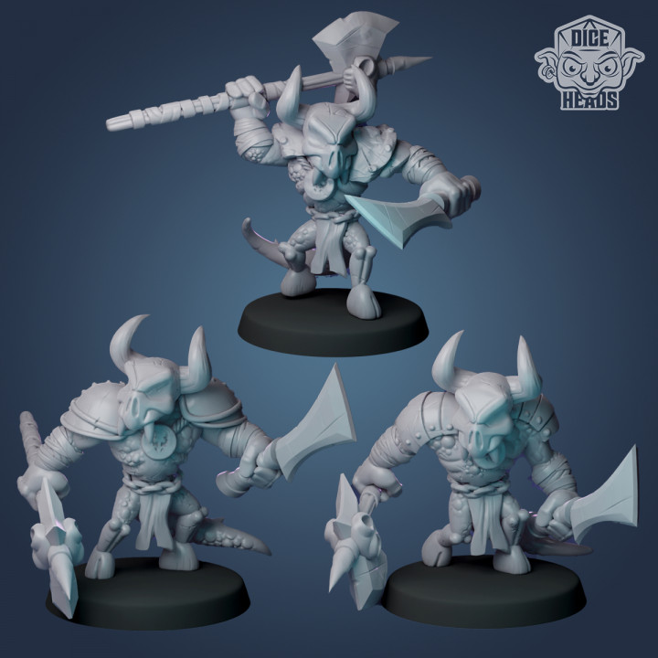Minotaur Zombies (pre-supported included, 25mm)