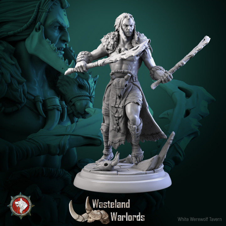 Barbarian warlords set 6 miniatures 32mm pre-supported image
