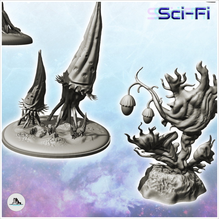 Set of alien mushroom plants (6) - Future Sci-Fi SF Post apocalyptic Tabletop Scifi Wargaming Planetary exploration RPG Terrain