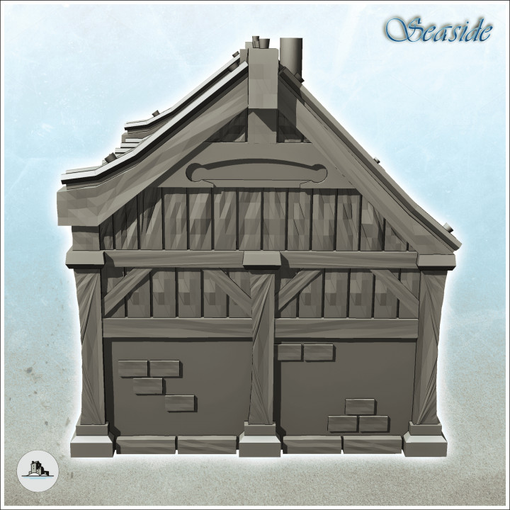 Medieval stone annex with large awning (2) - Pirate Jungle Island Beach Piracy Caribbean Medieval Skull Renaissance