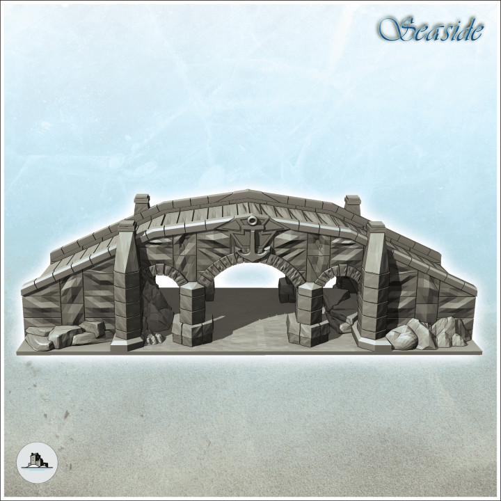 Stone bridge with triple arches (5) - Pirate Jungle Island Beach Piracy Caribbean Medieval Skull Renaissance