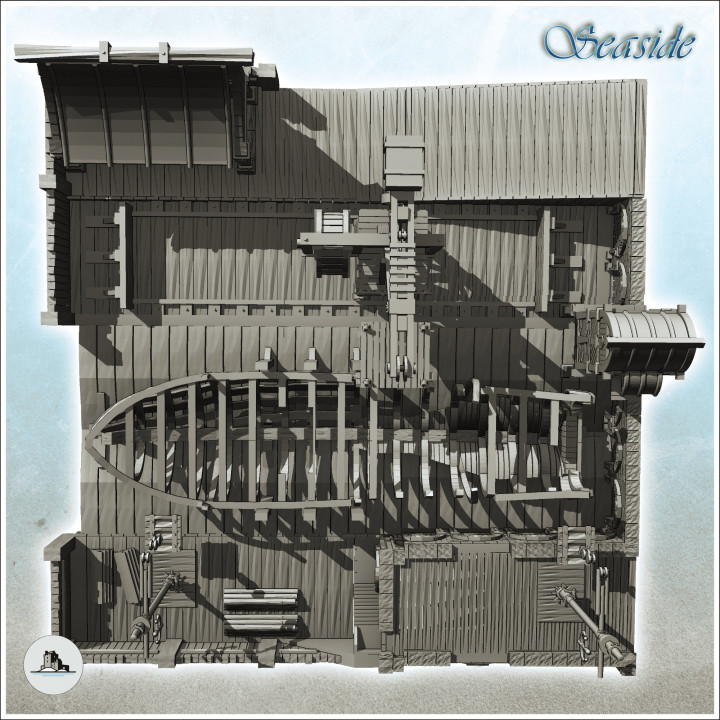 Medieval wooden shipyard with boat hull and crane (14) - Pirate Jungle Island Beach Piracy Caribbean Medieval Skull Renaissance