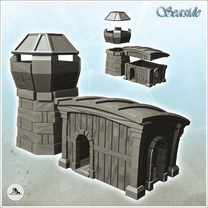 Medieval barracks with defense tower and barracks (19) - Pirate Jungle Island Beach Piracy Caribbean Medieval Skull Renaissance image