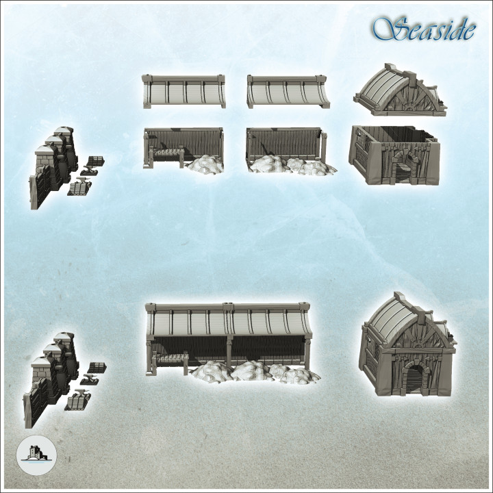 Medieval forge set with ovens, ore shed and building (21) - Pirate Jungle Island Beach Piracy Caribbean Medieval Skull Renaissance