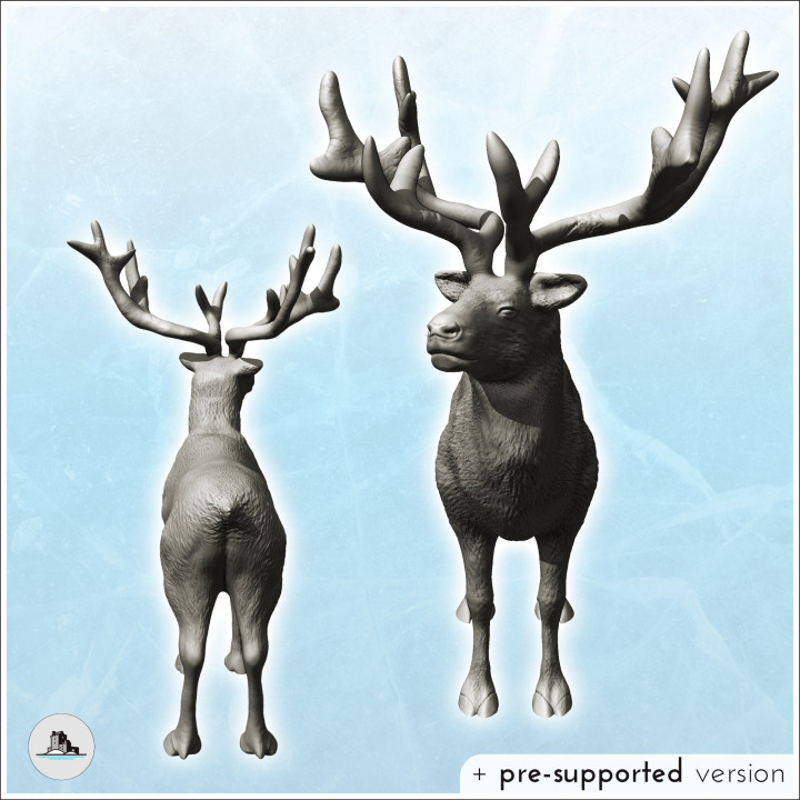 Deer with antlers (6) - Animal Savage Nature Circus Scuplture High-detailed image
