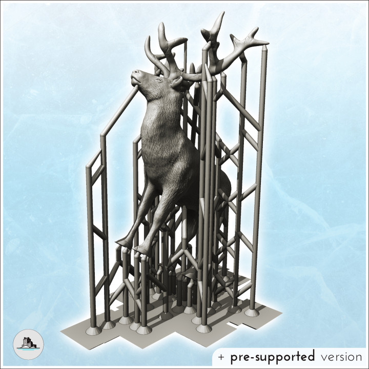 Deer with antlers (6) - Animal Savage Nature Circus Scuplture High-detailed image