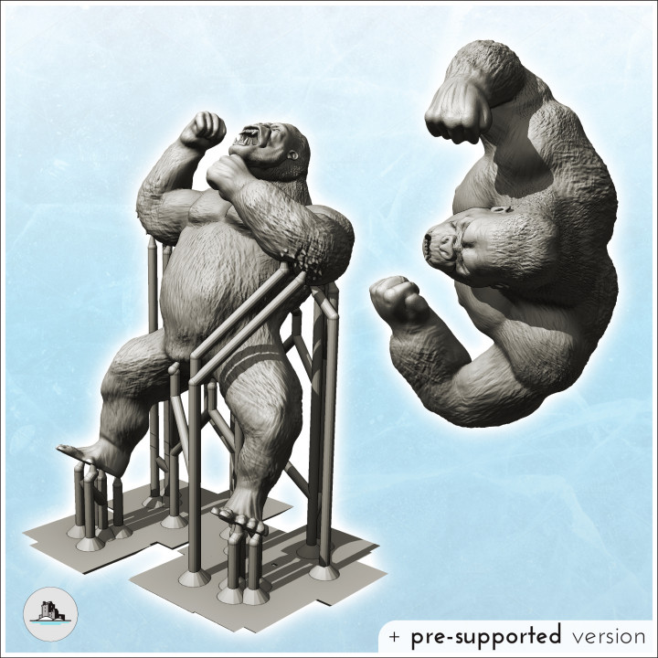 Gorilla tapping his chest (9) - Animal Savage Nature Circus Scuplture High-detailed image