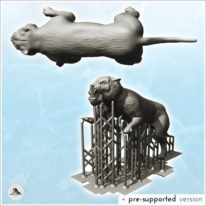 Threatening Tiger about to charge (21) - Animal Savage Nature Circus Scuplture High-detailed