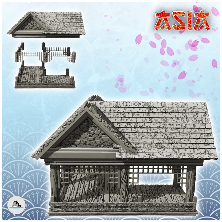 Oriental sew building with mesh pattern (1) - Medieval Asia Feudal Asian Traditionnal Ninja Oriental image