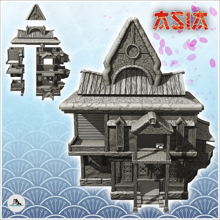 Oriental building with terrace and access staircase (3) - Medieval Asia Feudal Asian Traditionnal Ninja Oriental image