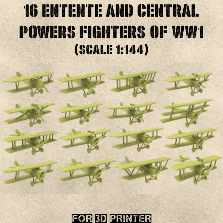 STL PACK - 16 Entente and Central Powers Fighters of WW1 (scale 1:144) - PERSONAL USE's Cover