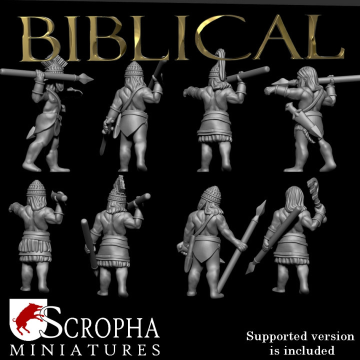 3D Printable Mycenaean javelinmen Biblical by Scropha Miniatures