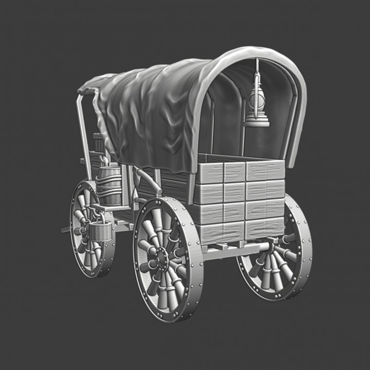 Medieval transport wagon - with half cover