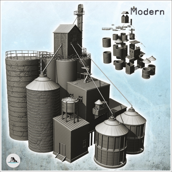 Industrial buildings pack No. 2 - Modern WW2 WW1 World War Diaroma Wargaming RPG Mini Hobby image
