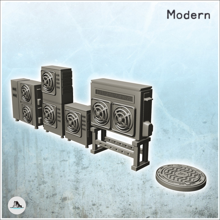 Set of modern exterior accessories of buildings with air conditioner (2) - Modern WW2 WW1 World War Diaroma Wargaming RPG Mini Hobby image
