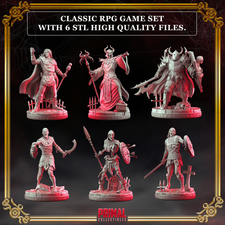 6 miniatures - 32mm - RPG game Expansion - THE RISE OF THE DEATH LORD-  MASTERS OF DUNGEONS QUEST - Premium Package image