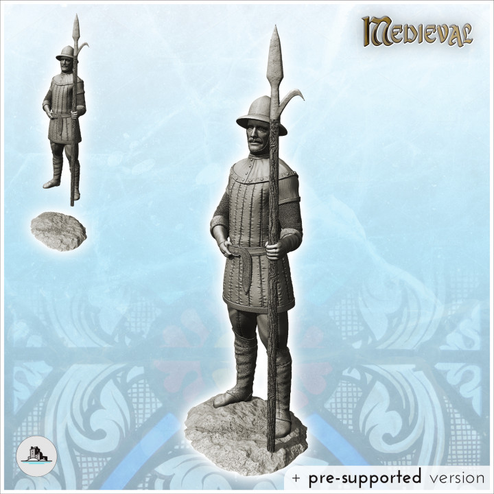 Medieval soldier miniatures pack No. 1 - Medieval RPG D&D Gothic Feudal Old Archaic Saga 28mm 15mm image