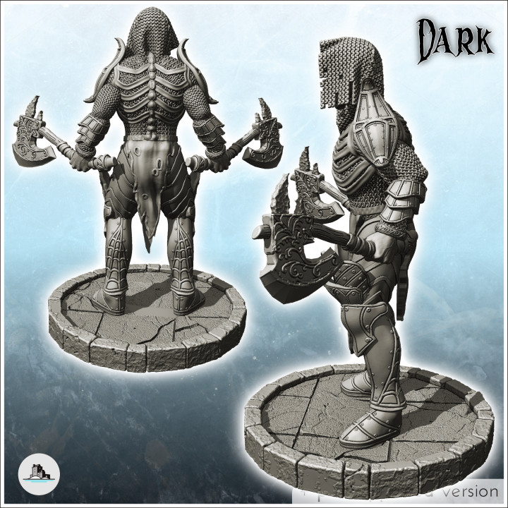 Skeleton warrior with two axes and chain mail (27) - Creature Darkness War 15mm 20mm 28mm 32mm Medieval Dungeon image