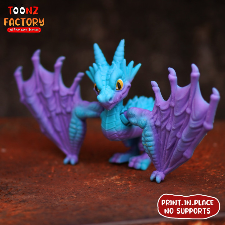 PRINT-IN-PLACE CUTE FLEXI WYVERN DRAGON ARTICULATED image