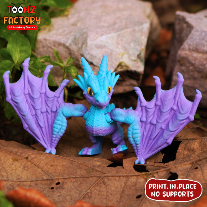 PRINT-IN-PLACE CUTE FLEXI WYVERN DRAGON ARTICULATED image