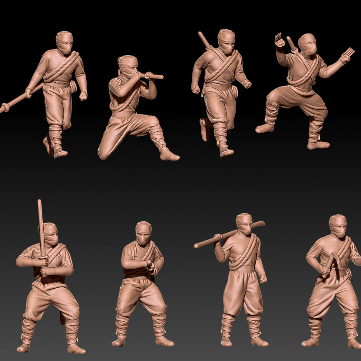 3D Printable ninjas shinobi set 1 by Kozak miniatures
