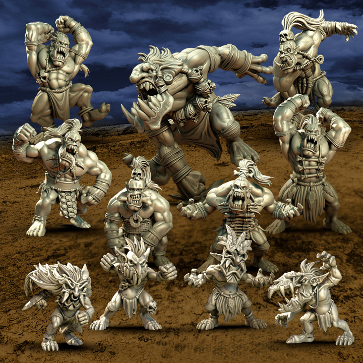 3d Printable Savage Orcs Black Orcs Team By Punga Miniatures 6168