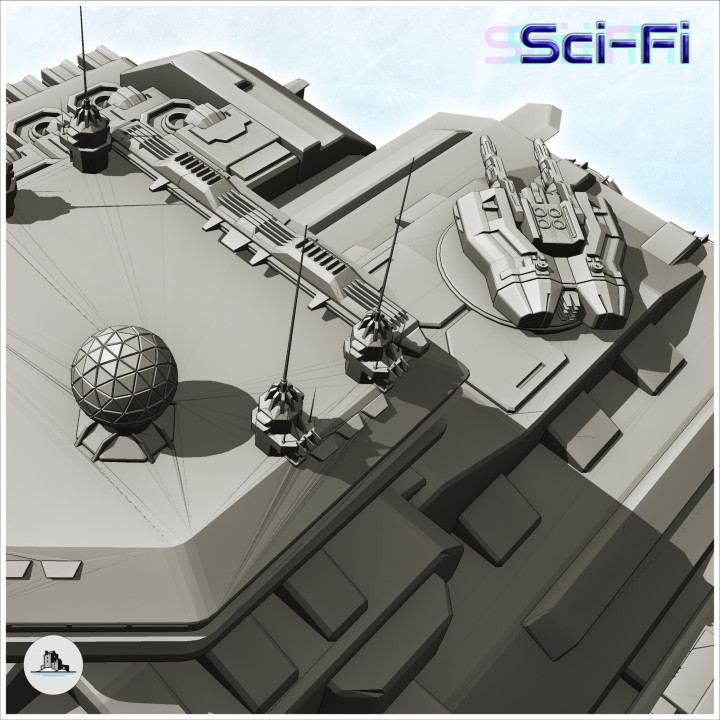 Huge space capital warship carcass (rear part) (4) - Future Sci-Fi SF Post apocalyptic Tabletop Scifi Wargaming Planetary exploration RPG Terrain