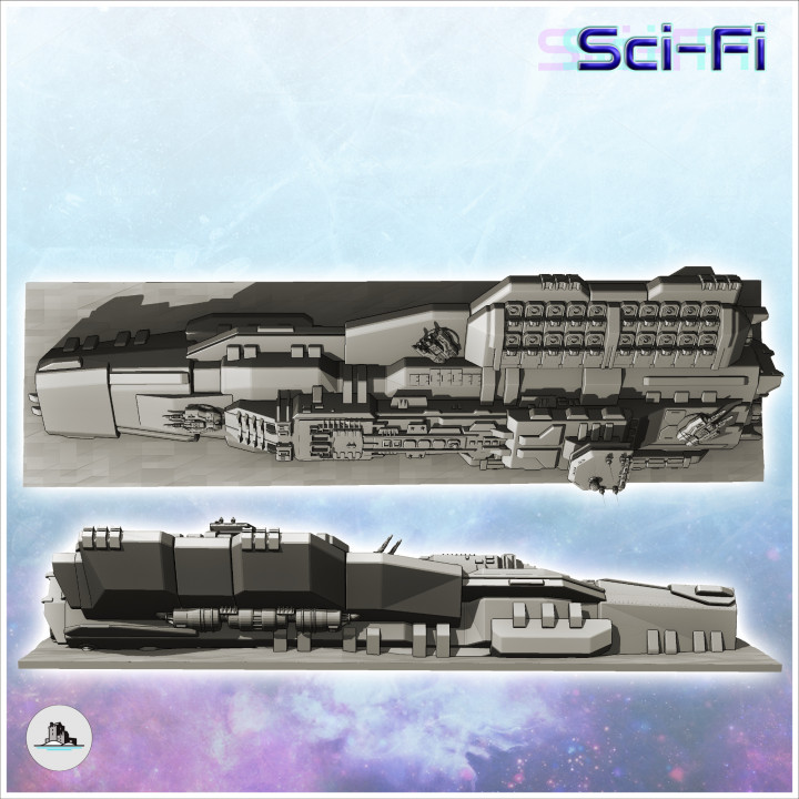 Huge Space capital Warship carcass (5) - Future Sci-Fi SF Post apocalyptic Tabletop Scifi Wargaming Planetary exploration RPG Terrain image