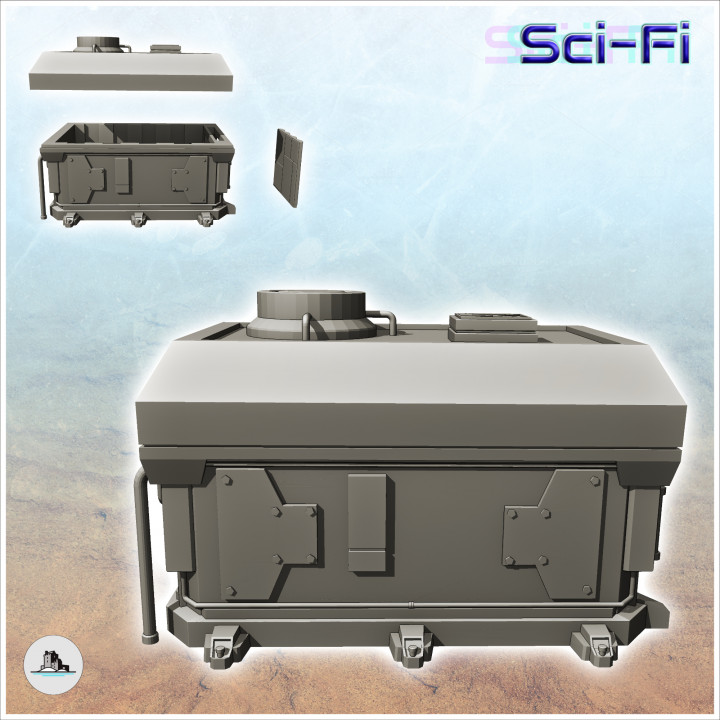 Futuristic spacecraft garage with removable door (12) - Future Sci-Fi SF Post apocalyptic Tabletop Scifi Wargaming Planetary exploration RPG Terrain