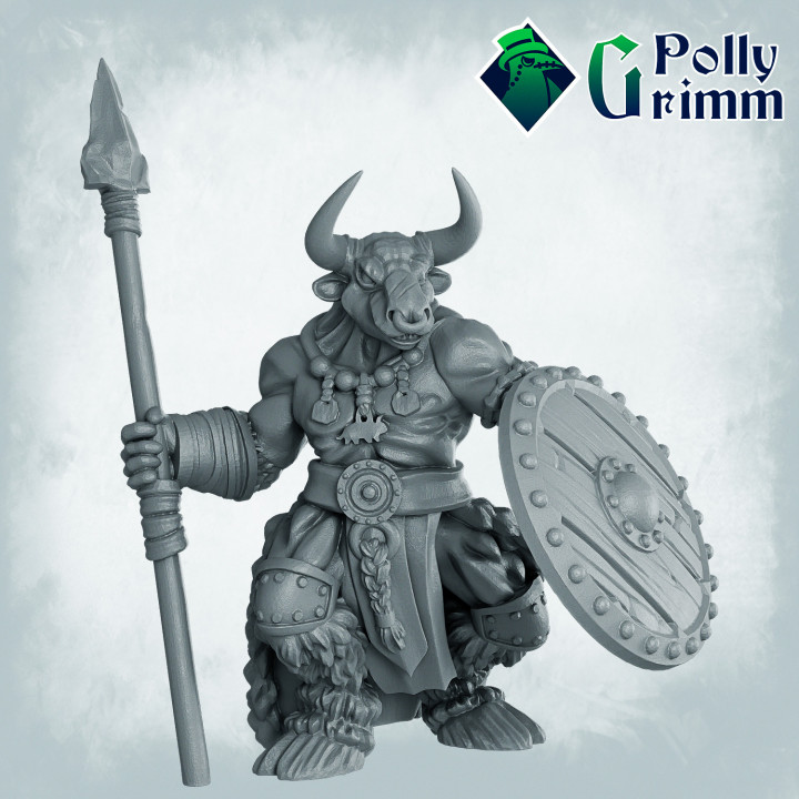 Tabletop miniature. Minotaur set. Warrior barbarian