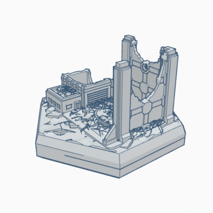 Ruined Mech Garage Hex Map Scale HMSMilR021