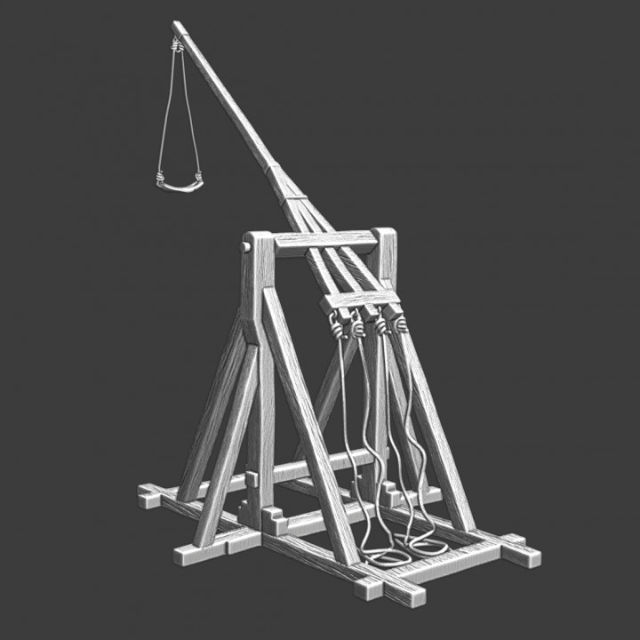 Large manpowered medieval catapult image
