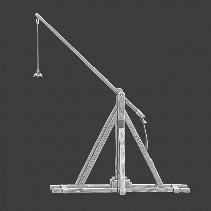 Large manpowered medieval catapult image