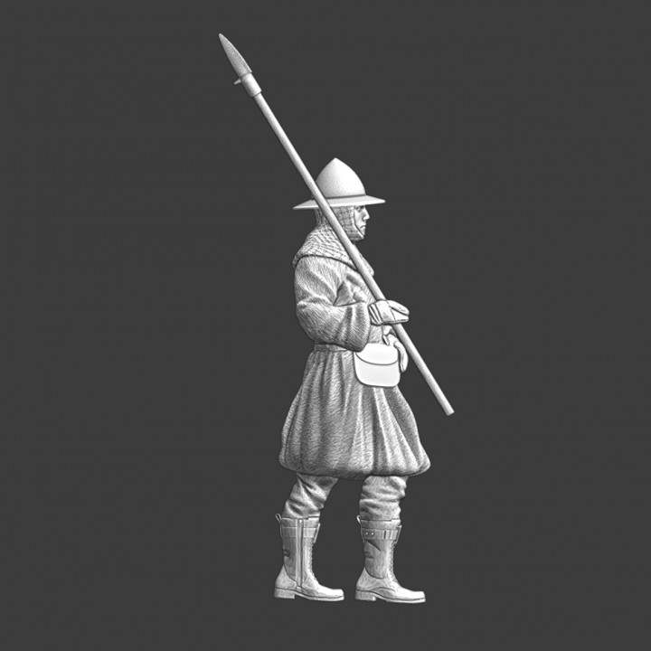 Medieval Scandinavian infantryman marching image