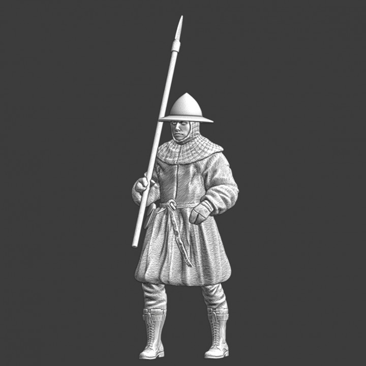 Medieval Scandinavian infantryman marching image