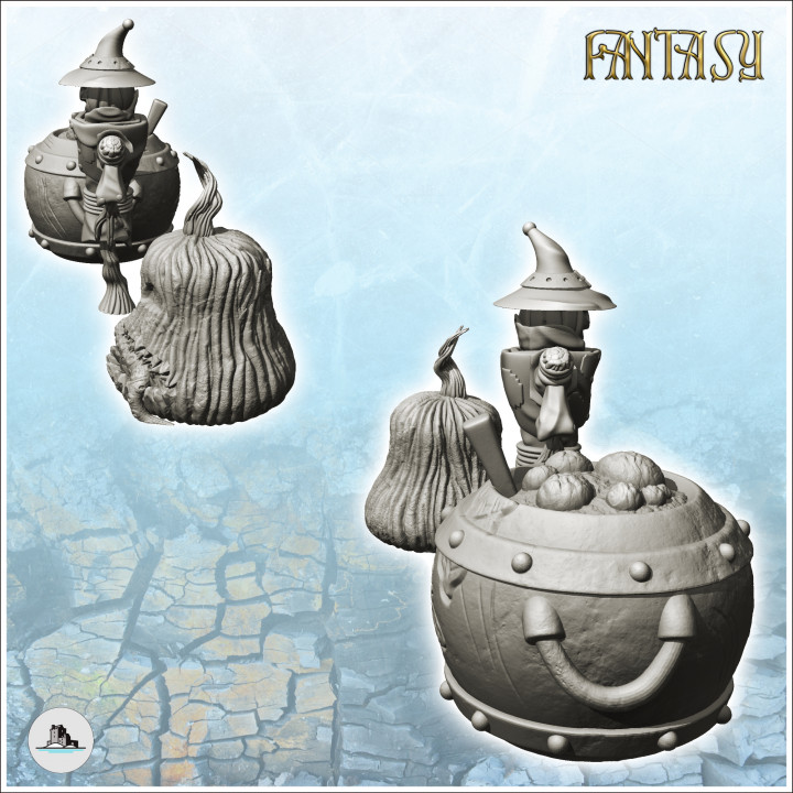 Set of Halloween accessories with witch and pumpkin head (2) - Medieval Fantasy Magic Feudal Old Archaic Saga 28mm 15mm image