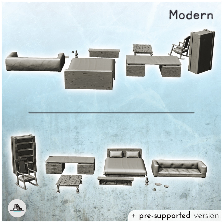 Modern indoor furniture set with bed and sofa (6) - Cold Era Modern Warfare Conflict World War 3 RPG  Post-apo image