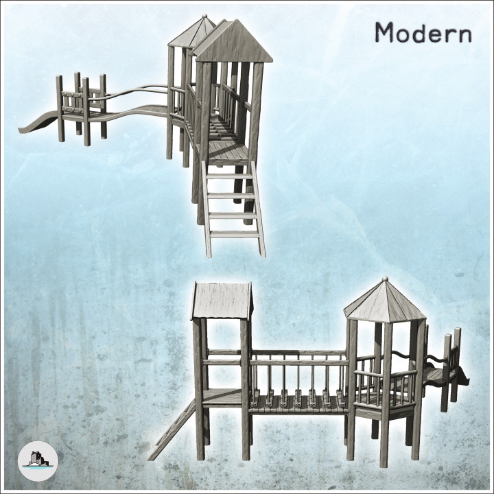 Modern children's play structure with slide (8) - Cold Era Modern Warfare Conflict World War 3 RPG  Post-apo image