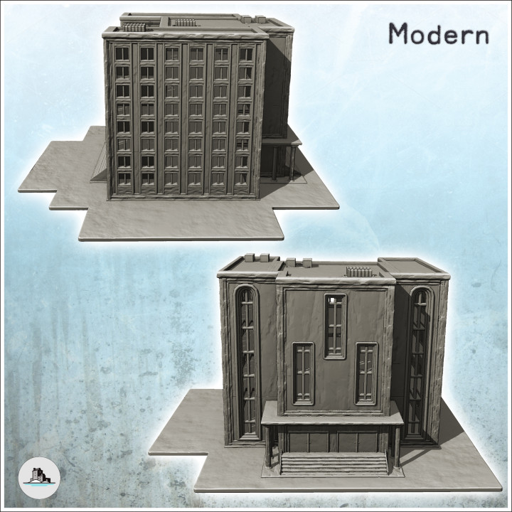 Large modern multi-storey building with wide staircase and monumental entrance (1) - Cold Era Modern Warfare Conflict World War 3 RPG  Post-apo image
