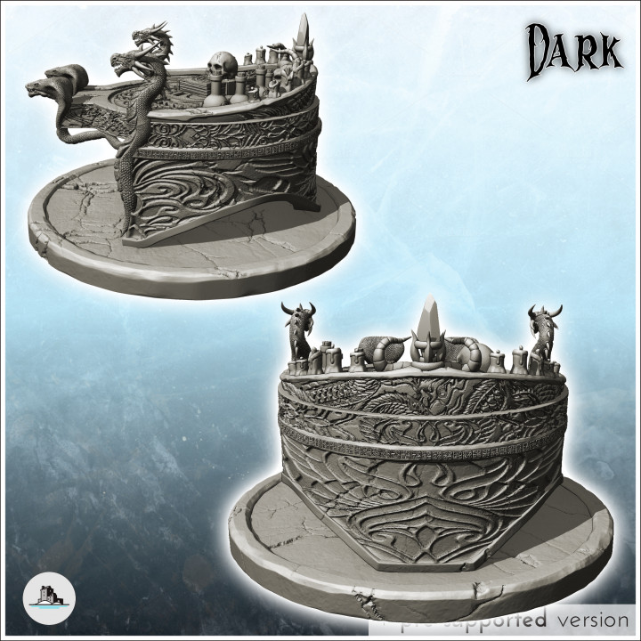 Evil desk with dragon heads and spell book (10) - Creature Darkness War 15mm 20mm 28mm 32mm Medieval Dungeon image