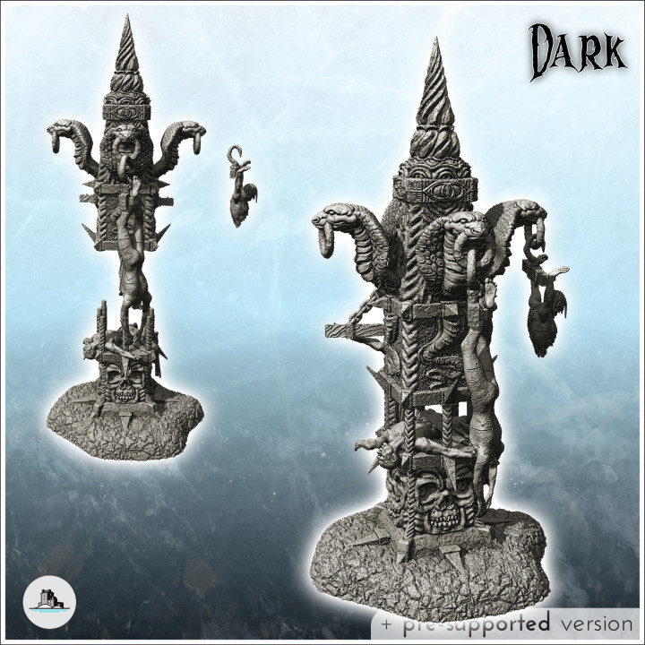 Terrifying totem with crucified human bodies and sculpted snake heads (12) - Creature Darkness War 15mm 20mm 28mm 32mm Medieval Dungeon image