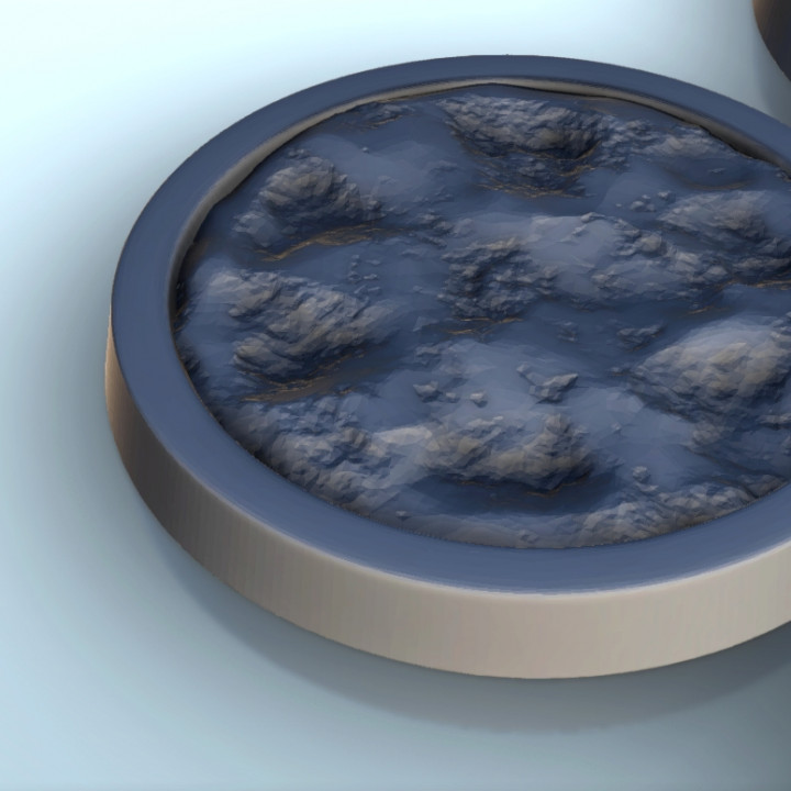 Set of nine Sci-Fi rounded bases 1 (+ supported versions) - Future Sci-Fi SF Post apocalyptic Tabletop Scifi Wargaming Planetary exploration RPG Terrain image