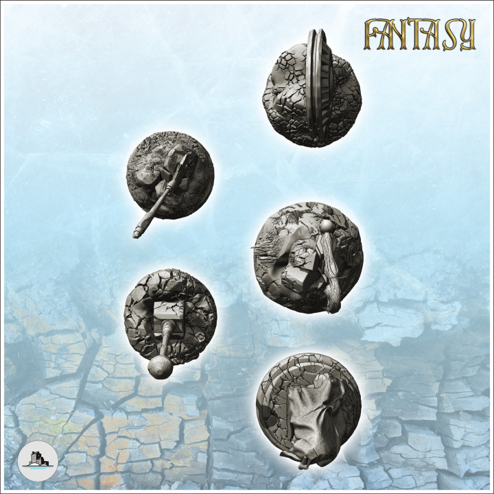 Fantasy accessory set with hammer and shield (1) - Ancient Fantasy Magic Greek Roman Old Archaic Saga RPG DND image