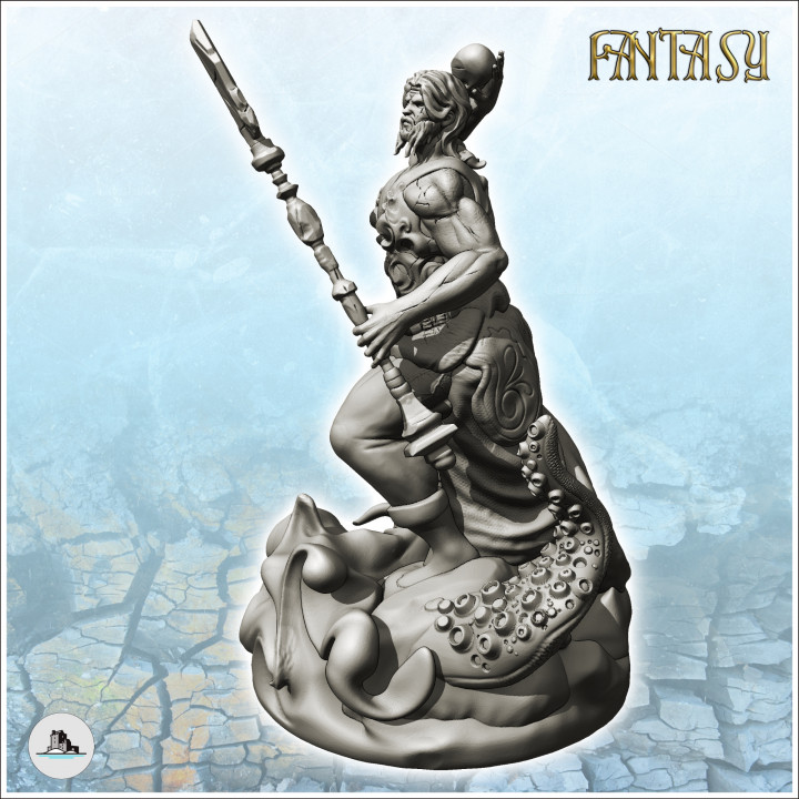 Poseidon Neptune with Tentacle Base and Spear (4) - Ancient Fantasy Magic Greek Roman Old Archaic Saga RPG DND image