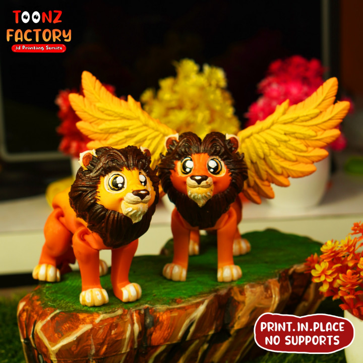 3D Printable PRINT-IN-PLACE CUTE FLEXI LION ARTICULATED by Toonz