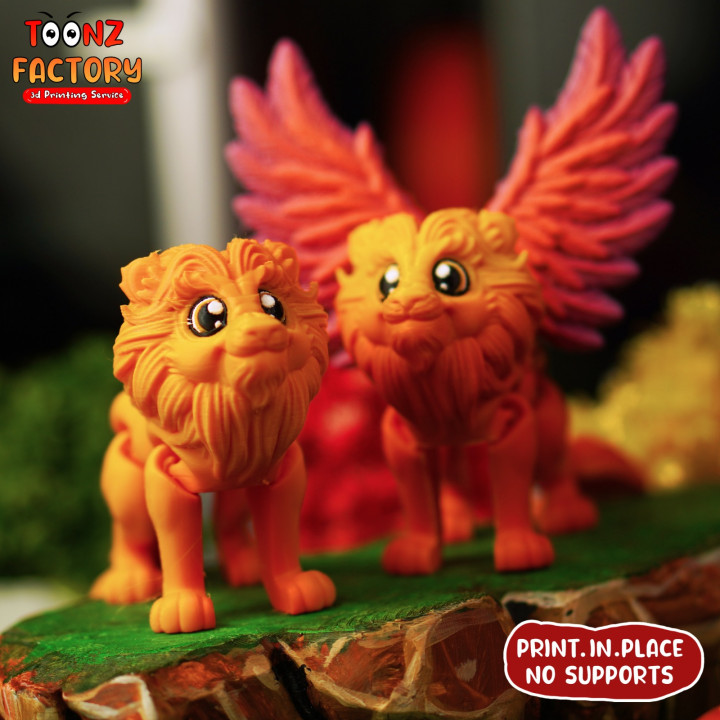3D Printable PRINT-IN-PLACE CUTE FLEXI LION ARTICULATED by Toonz