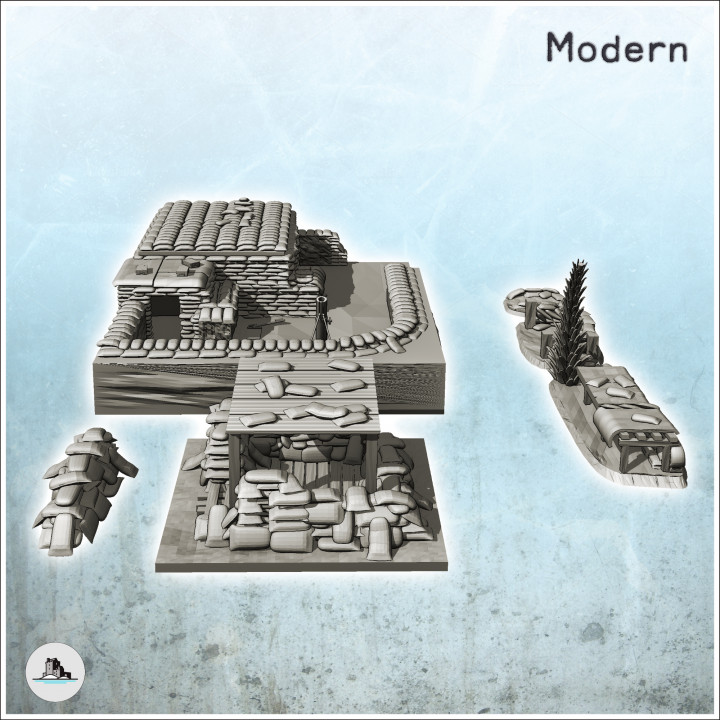 Fortified infantry positions with sandbags, bunker and mortar (3) - Cold Era Modern Warfare Conflict World War 3 RPG  Post-apo