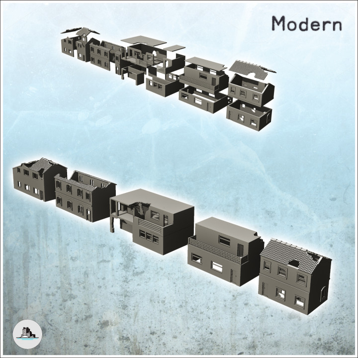 Set of modern ruined buildings with floors (3) - Cold Era Modern Warfare Conflict World War 3 RPG  Post-apo image